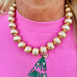 Brushed Gold Big Ball Necklace