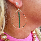 Emerald Cascade Teardrop Hoop Earrings