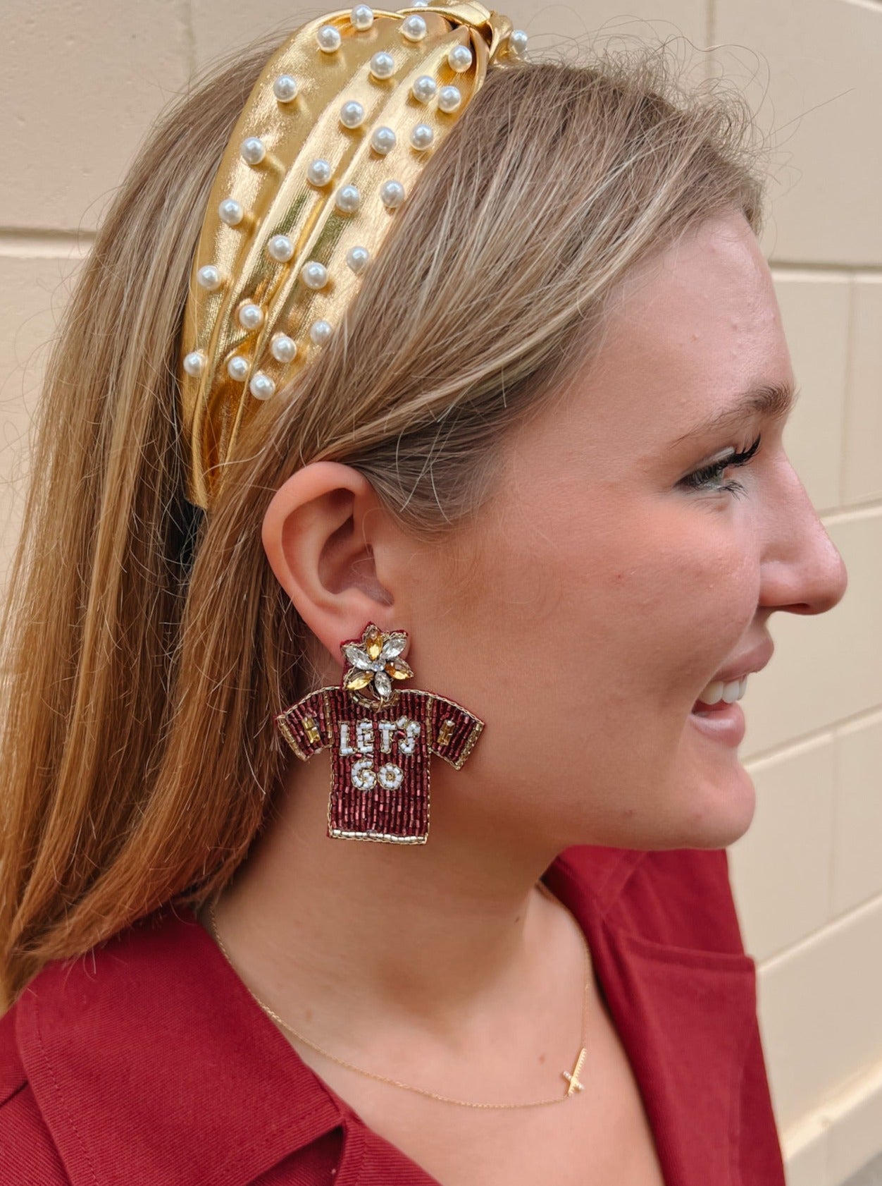 Let's Go Jersey Beaded Earring | Front View
