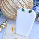 Irregular semi-precious green stone stud earrings dipped in 18k gold, handmade by Easton Elle.