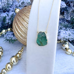 Green chrysoprase horizontal necklace dipped in 18k gold, handmade by Easton Elle.