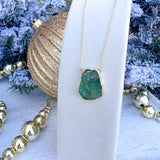 Green chrysoprase horizontal necklace dipped in 18k gold, handmade by Easton Elle.
