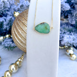 Irregular semi-precious green stone necklace with adjustable toggle slip closure, handmade by Easton Elle.