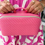 {FINAL SALE} Herringbone Beauty Bag Medium Raspberry