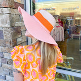 Orange Pink Color Block Fedora