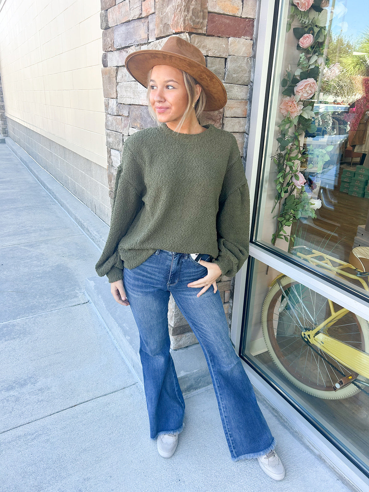 Snuggle Weather Sweater Top-Olive