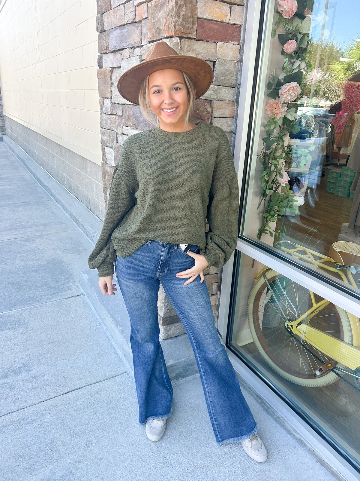 Snuggle Weather Sweater Top-Olive