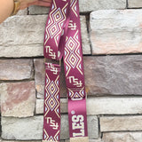 Garnet ikat patterned adjustable purse strap with FSU and Go Noles lettering, designed for clear and everyday bags.