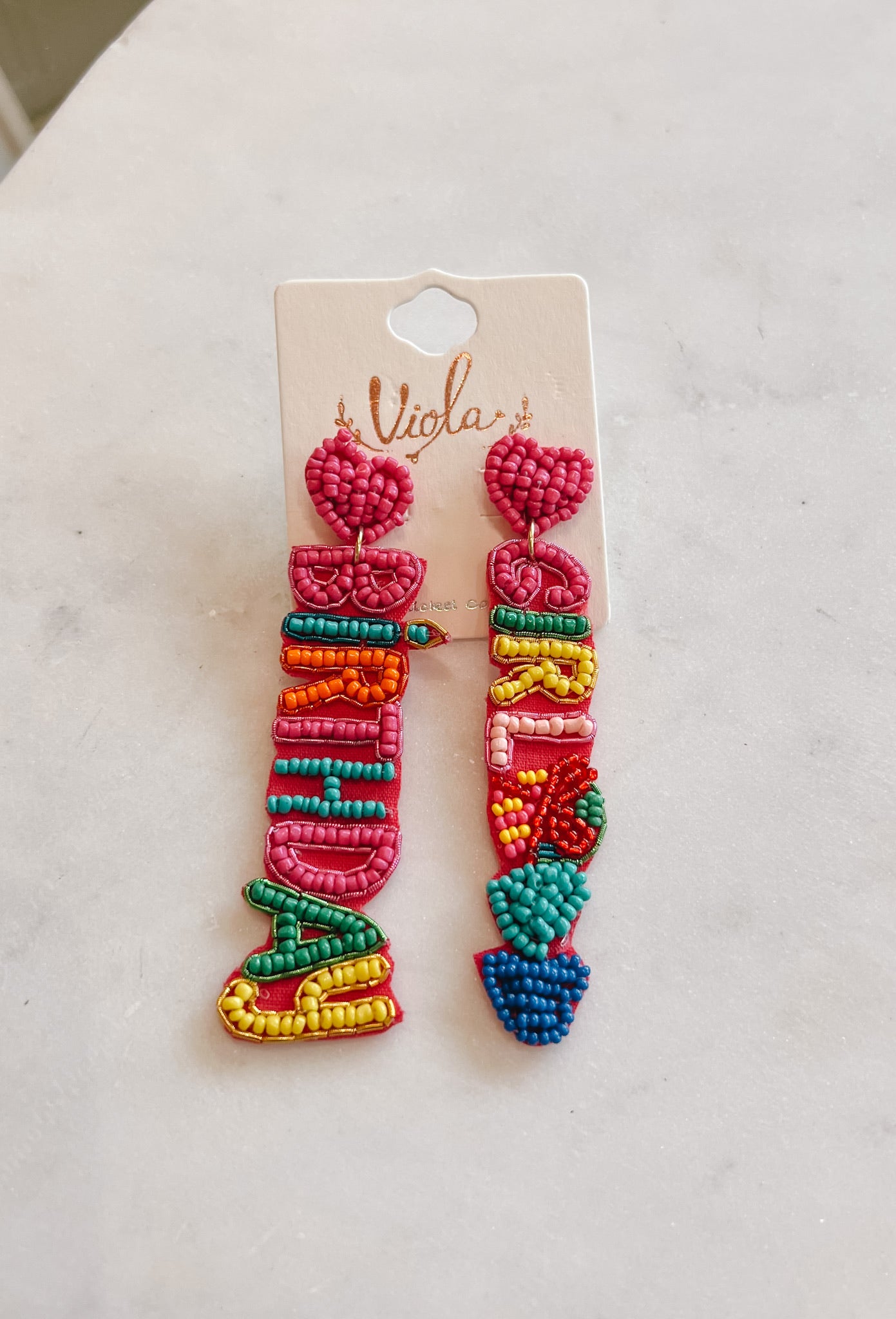 Birthday Girl Seed Beaded Earrings | Front View