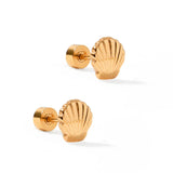 Close-up of Marina Shell Stud Earrings showing delicate seashell design