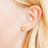Close-up of Marina Shell Stud Earrings showing delicate seashell design