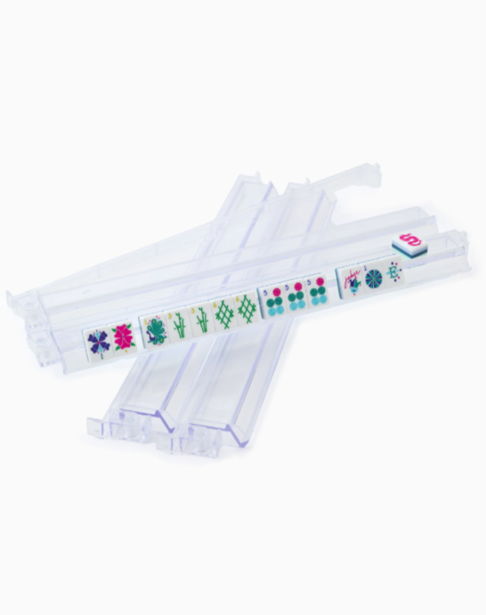 Set of four clear acrylic Mahjong racks with pushers