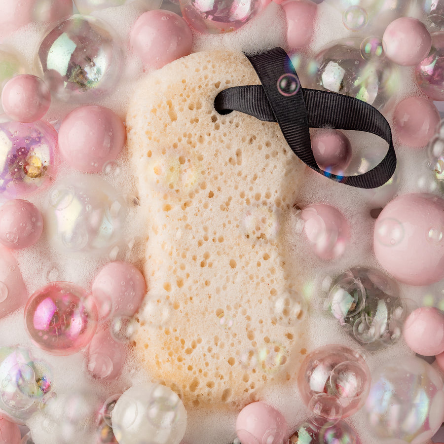 Sweet Grace Body Wash Sponge producing creamy lather