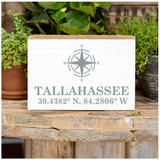 Tallahassee Compass + Coordinates Wooden Block