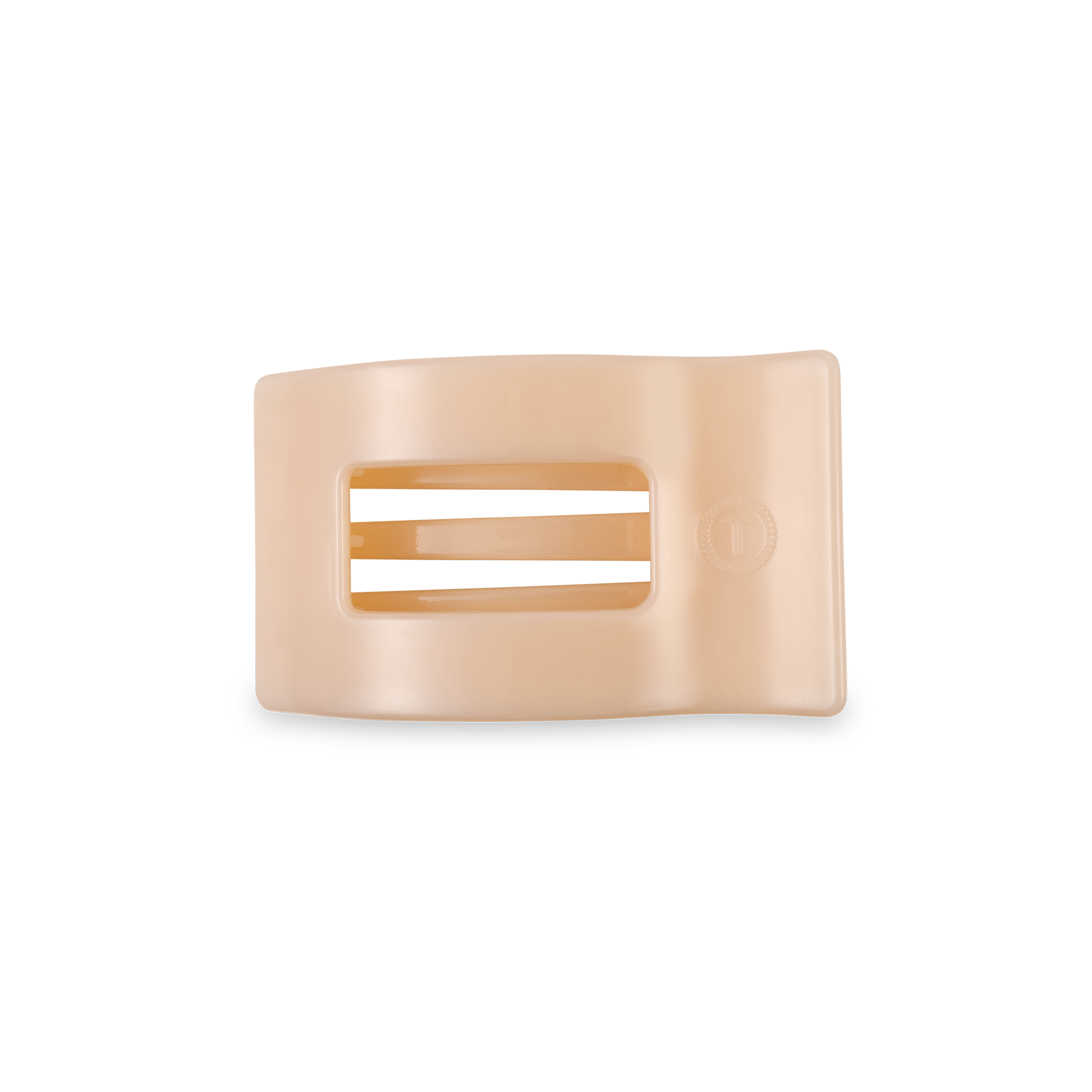 TELETIES small flat rectangle hair clip in almond beige finish.