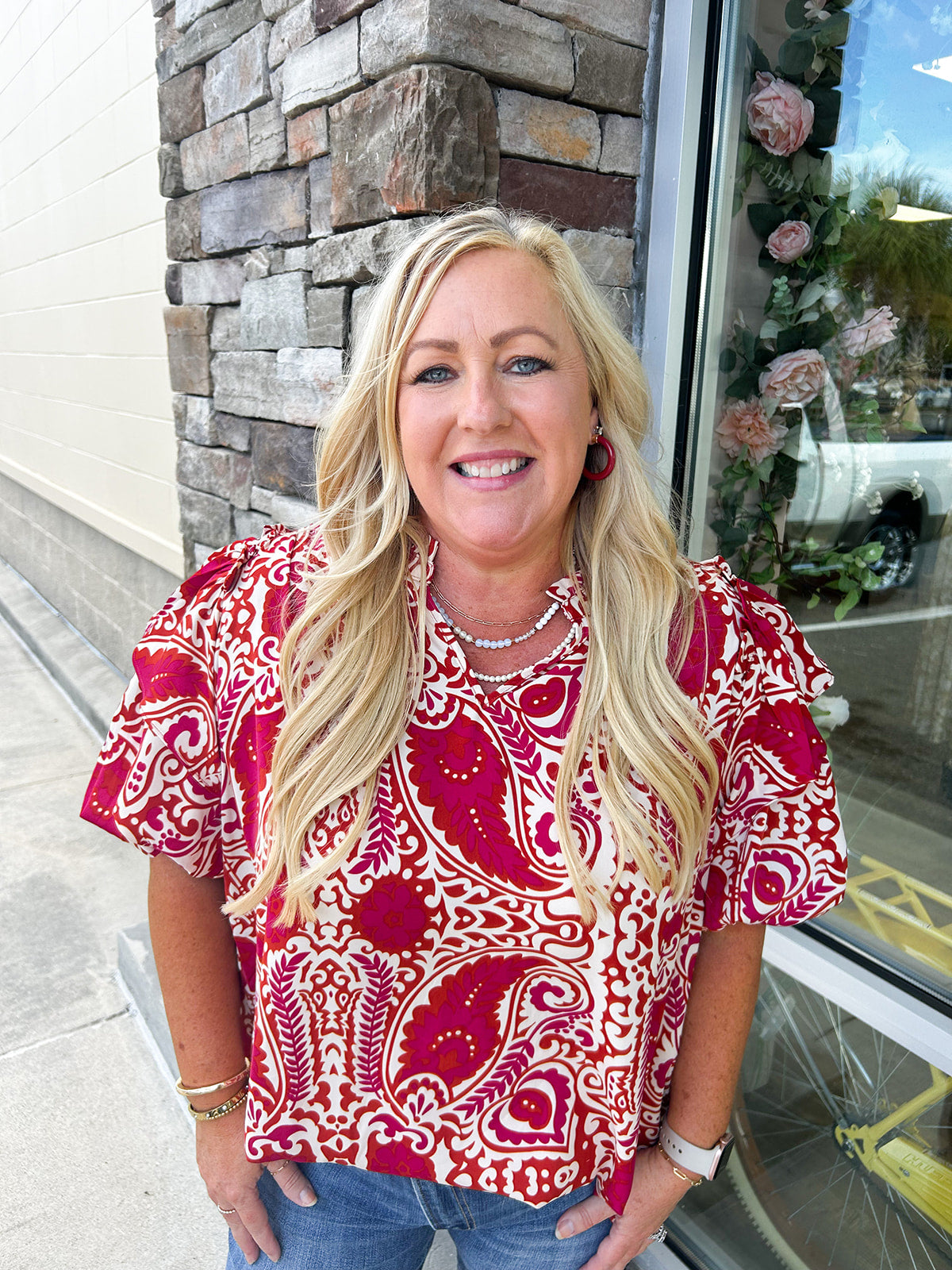 Touch of Fall Ruffle Sleeve Top -Plus Size | Front View