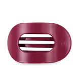 TELETIES large flat round hair clip in Wild Side deep magenta design.
