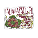 Garnet Florida-shaped magnet with tailgate tents and “A place that stays with you forever” text.