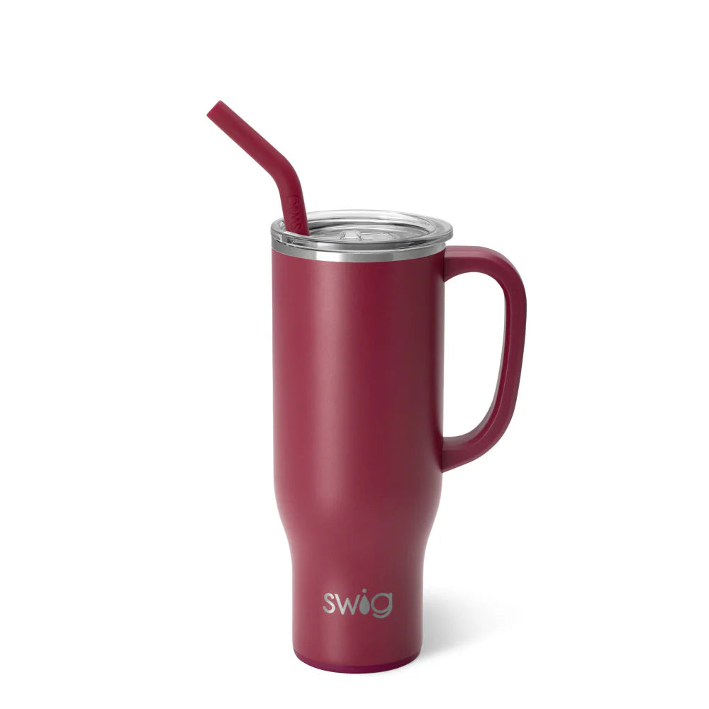 Garnet SWIG cup with handle and straw