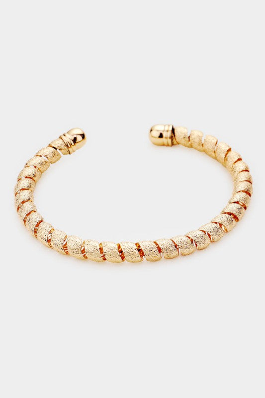 Metal Telephone Cord Cuff Bracelet | Gold