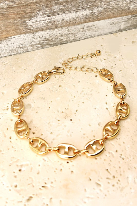 Oval AnchorMariner Link Chain Bracelet The Pink Pineapple 850