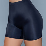 Seamless Mid-Waist & Anti-Chafing Slip Shorts-Black | Side View