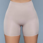 Seamless Mid-Waist & Anti-Chafing Slip Shorts-Nude | Front View
