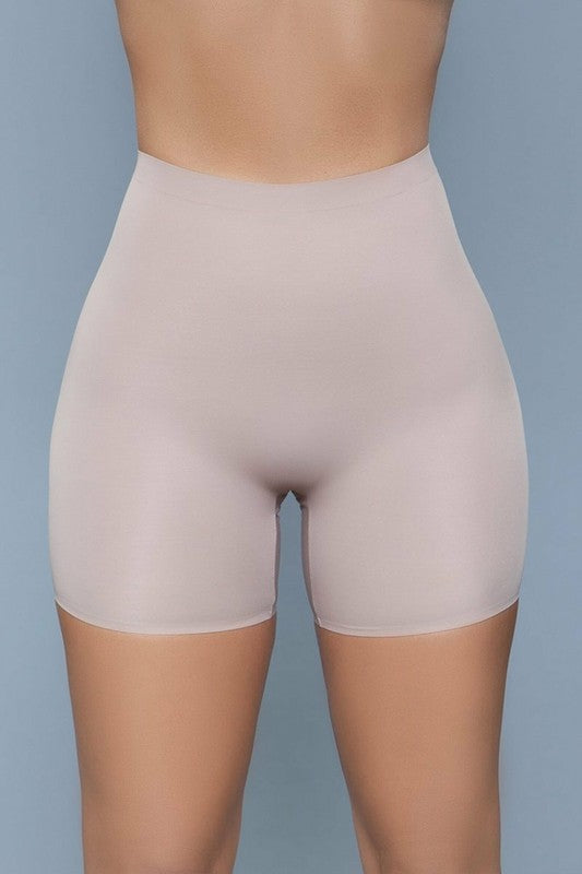 Seamless Mid-Waist & Anti-Chafing Slip Shorts-Nude | Front View