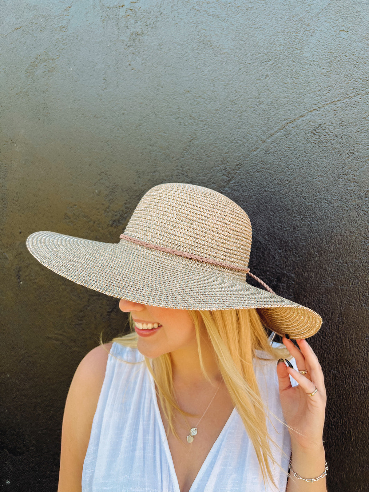 Straw Floppy Sun Hat-Natural | Side View