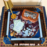 Blue Brushstroke Scalloped Mahjong Tablecloth