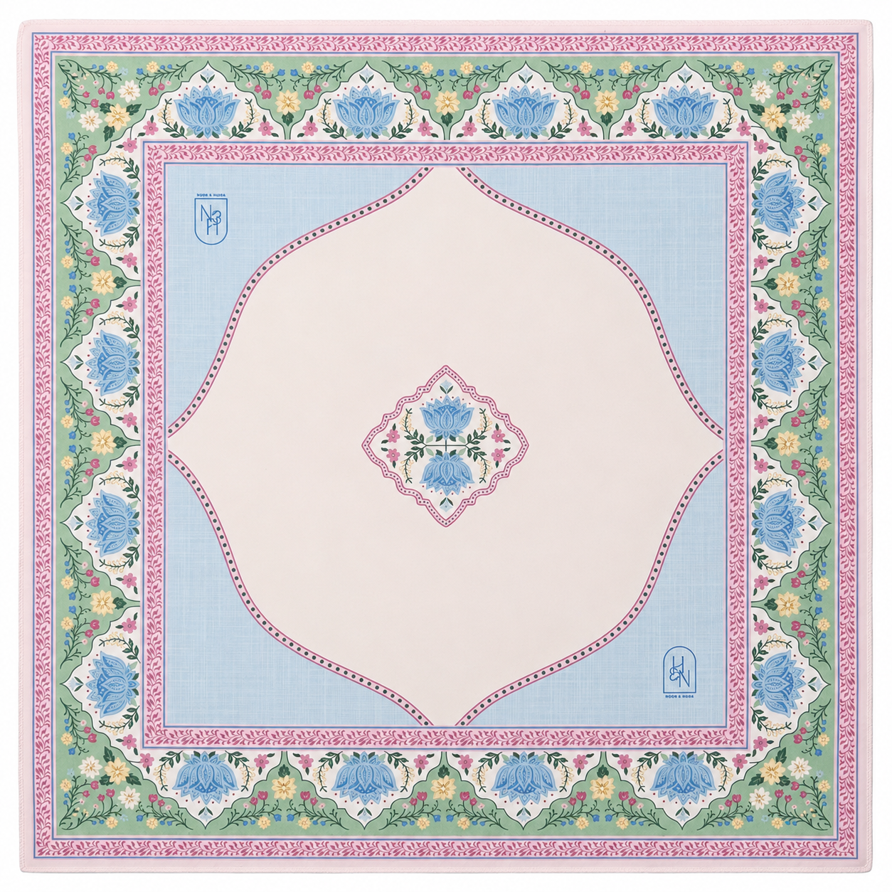Summer Blossom Mahjong Mat with light colors and delicate floral pattern