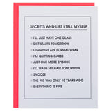 Secrets and Lies Checklist Letterpress Greeting Card