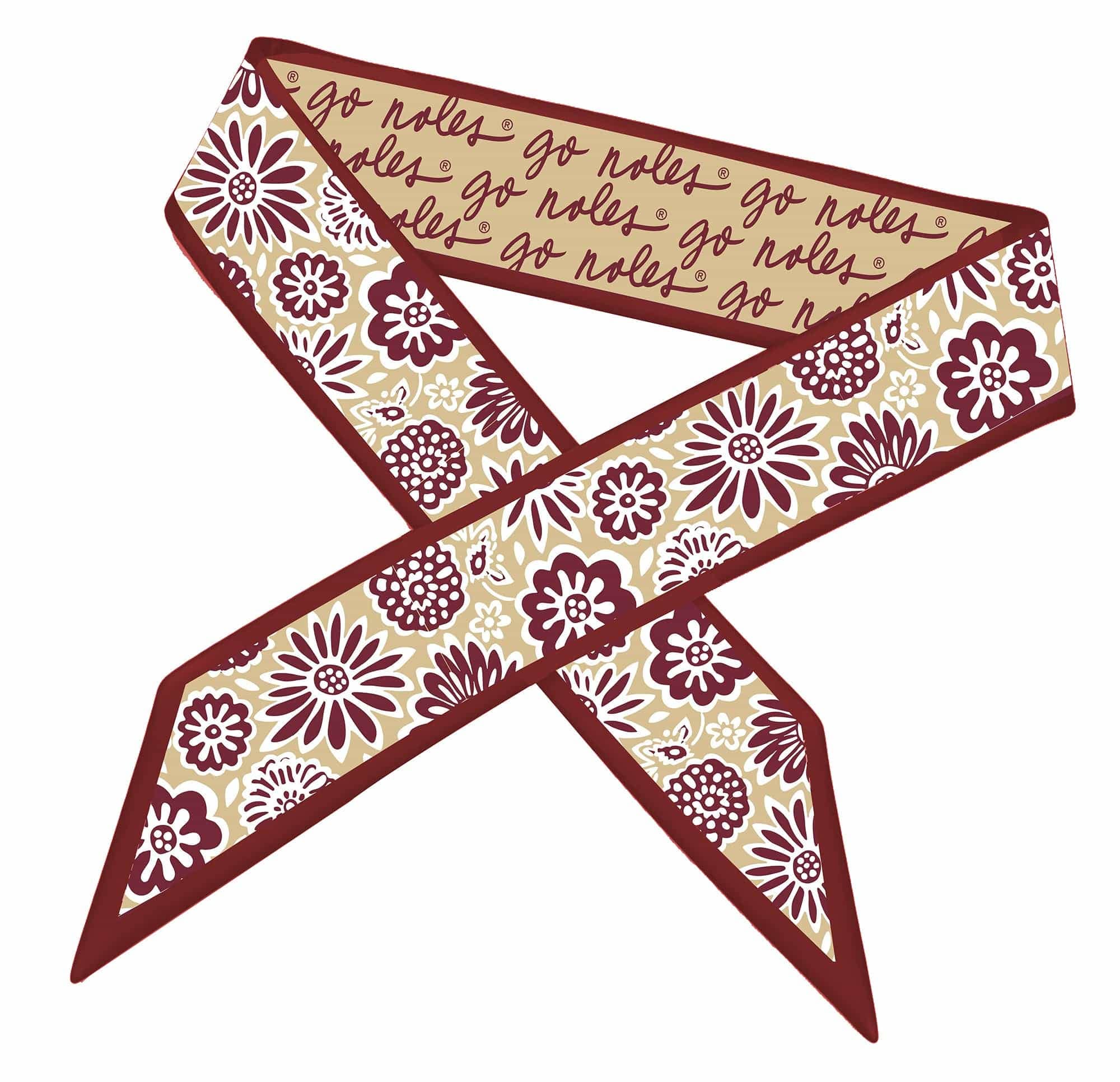 Skinny satin scarf with Florida State Seminoles design