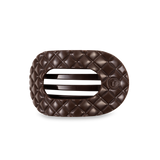 TELETIES medium flat round hair clip in taupe quilted design.
