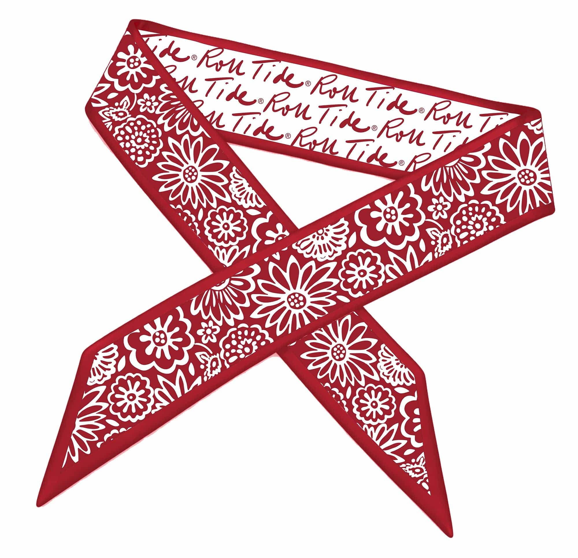 Alabama Crimson Tide skinny satin scarf in crimson and white