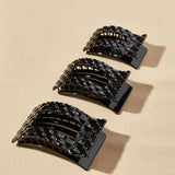 [TELETIES] Flat Rectangle Hair Clip – Small Jet Black Quilted