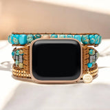 Apple Watch strap with turquoise stones, metal chain links, and zinc alloy accents.