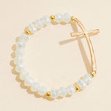 Cross Charm Glass Beaded Bracelet