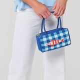 Coastal Check Beaded Mini Tote Bag