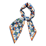 Orange and blue University of Florida scarf with gator head and school-inspired pattern