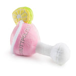 Plush Cosmuttpolitan cocktail-inspired dog toy with a hidden squeaker.