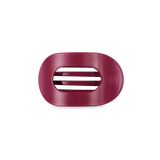 TELETIES small flat round hair clip in Wild Side deep magenta design.