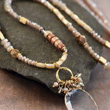 Mixed Stone Bead Necklace with Crystal Pendant