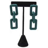 Matte Drop Chain Earrings | Teal