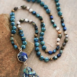 Stone Beaded Long Necklace in Blue