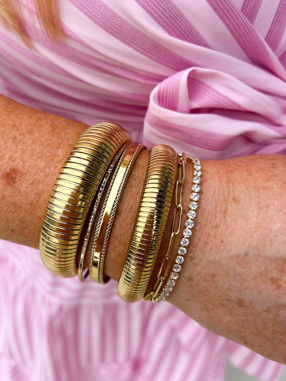 18K Gold Plated Bangle Bracelets - The Pink Pineapple 850