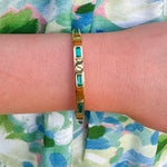 18K Gold Plated Green Stone Bangle Bracelets - The Pink Pineapple 850