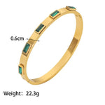 18K Gold Plated Green Stone Bangle Bracelets - The Pink Pineapple 850