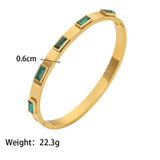 18K Gold Plated Green Stone Bangle Bracelets - The Pink Pineapple 850