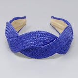 Braided Raffia Headband-Royal Blue